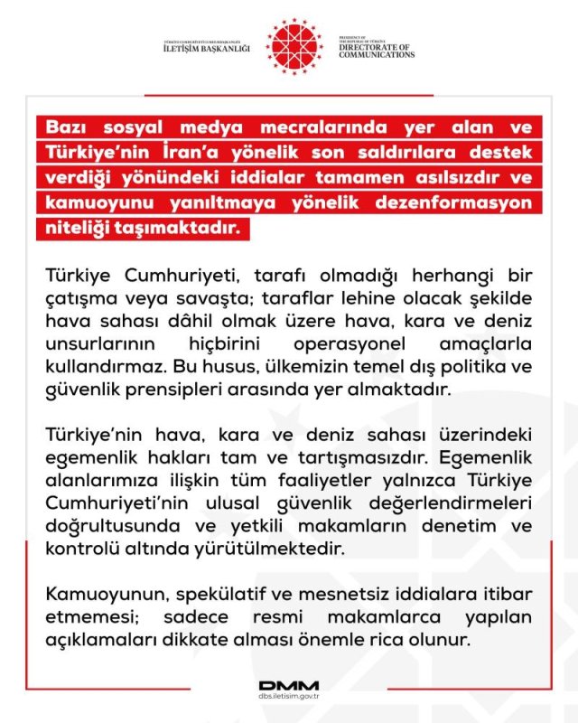 Türkiye’nin İran’a Yönelik Saldırılara Destek İddiası Yalanlandı