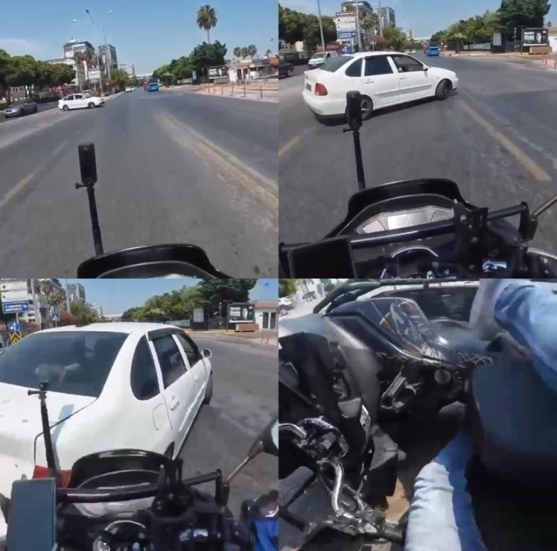  Kaza anları kamerada:Araçlarla çarpışan motosiklet ve elektrikli bisiklet sürücüleri yaralandı