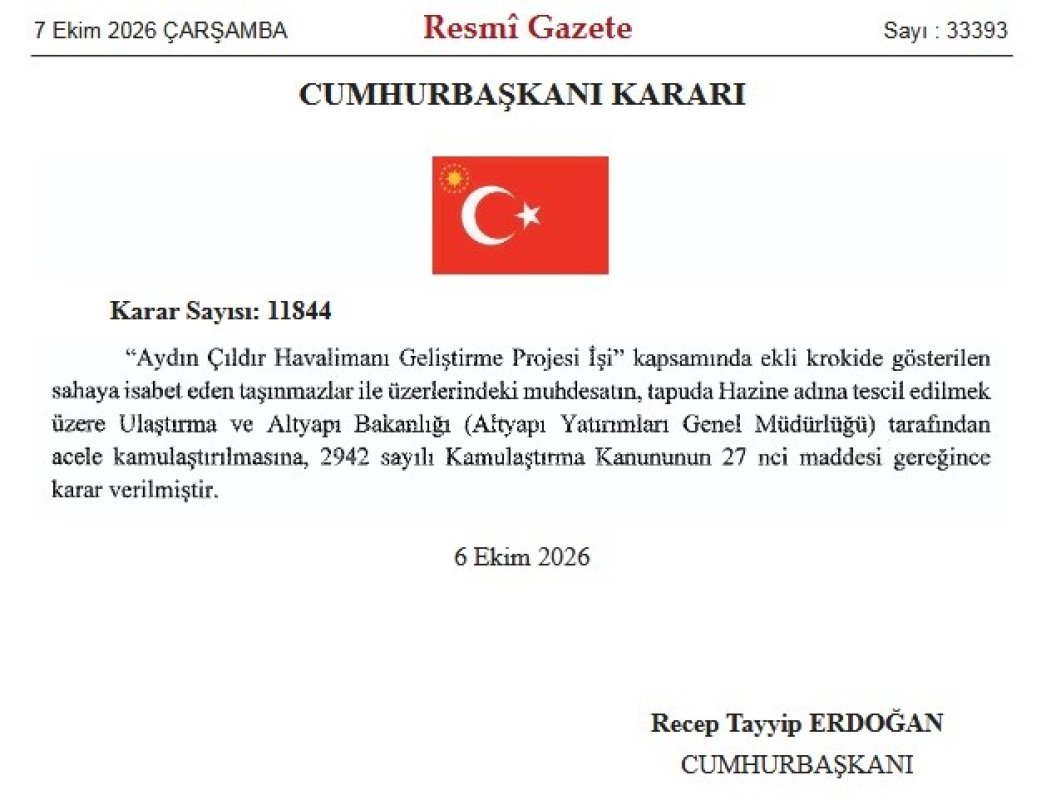 Aydın Çıldır Havalimanı için acele kamulaştırma kararı