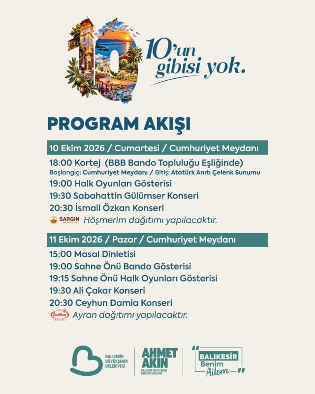 10.10 Dünya Balıkesir Günü bu yıl da coşkuyla kutlanacak