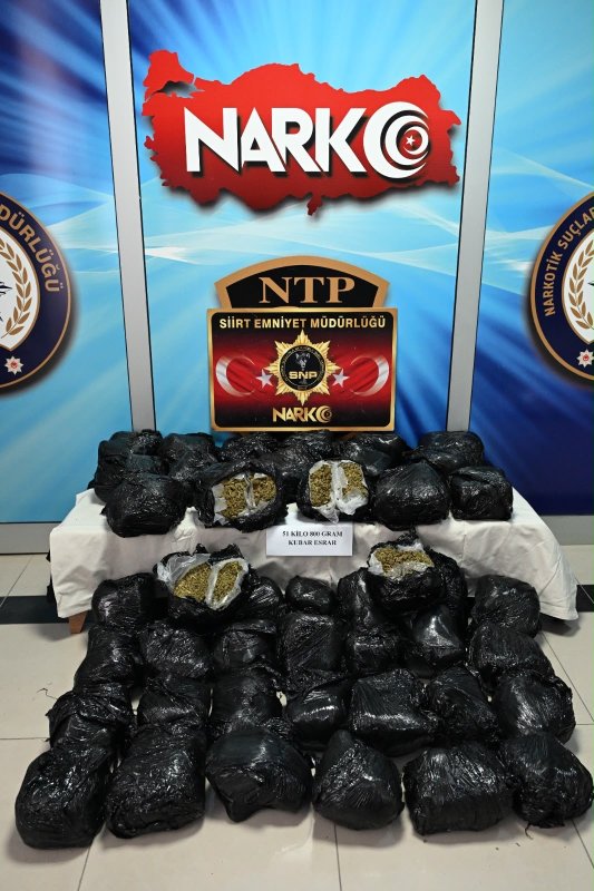 Siirt’te uyuşturucu operasyonu: 51 kilo 800 gram esrar ele geçirildi